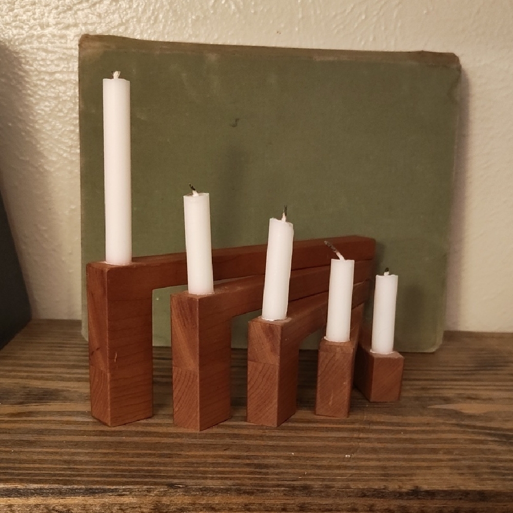 Modern Wooden Candle Holder Set